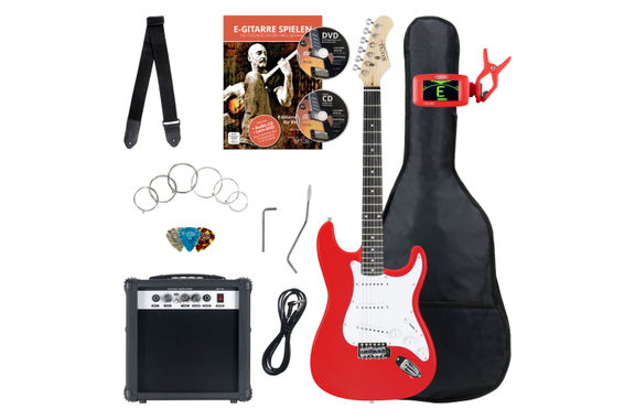 Set Chitarre Elettrica Rocktile Banger's Pack Red con Amplificatore, Custodia, Accordatore, Cavo, Cinghia, Corde e Scuola con CD/DVD image 12