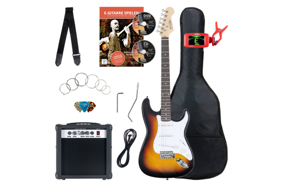 Rocktile Banger's Pack Electric Guitar Set Sunburst incl. Amplifier, Bag, Tuner, Cable, Strap, Strings and Lessons incl. CD/DVD image 12