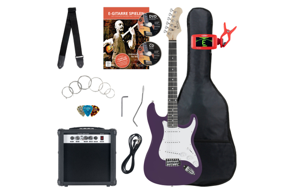 Pack Rocktile Banger's Set Guitares Électriques Purple incl. Ampli, Housse, Accordeur, Câble, Sangle, Cordes et Cours incl. CD/DVD image 12