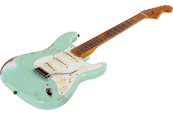 Fender Custom Shop 2024 Collection Time Machine '57 Stratocaster Heavy Relic Aged Surf Green image 12