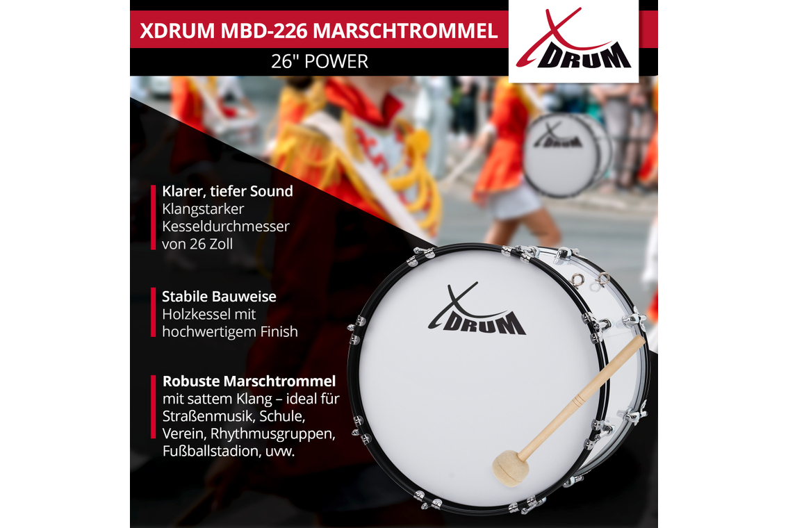 XDrum MBD-222 Tambor de Marcha 22 x 12