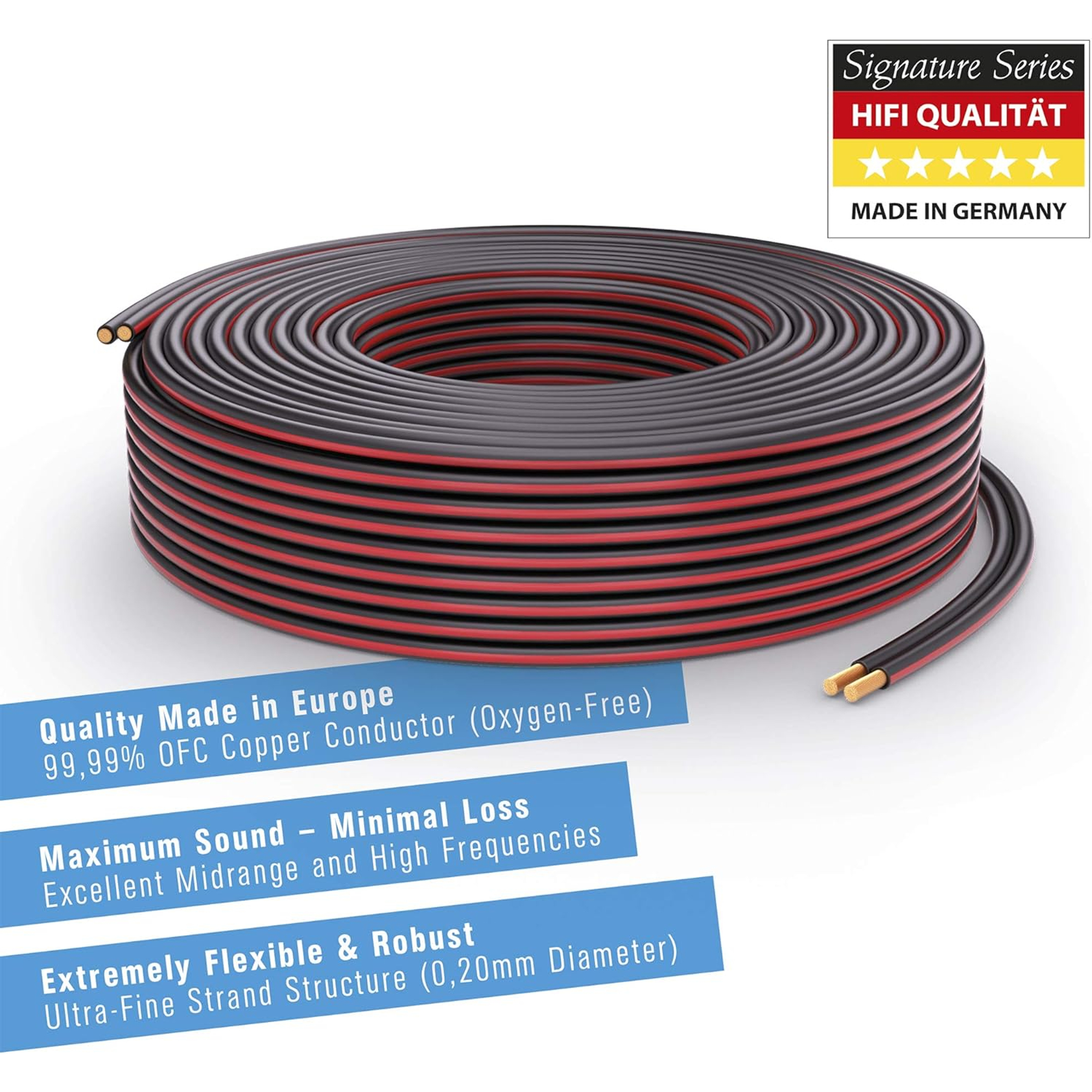 SeKi Cavo Per Altoparlanti Nero 2x0,75 Mm², Bobina Da 50 Metri, Diametro Esterno 2,3x5,0 Mm - Ideale Per Impianti Audio Fai-da-te