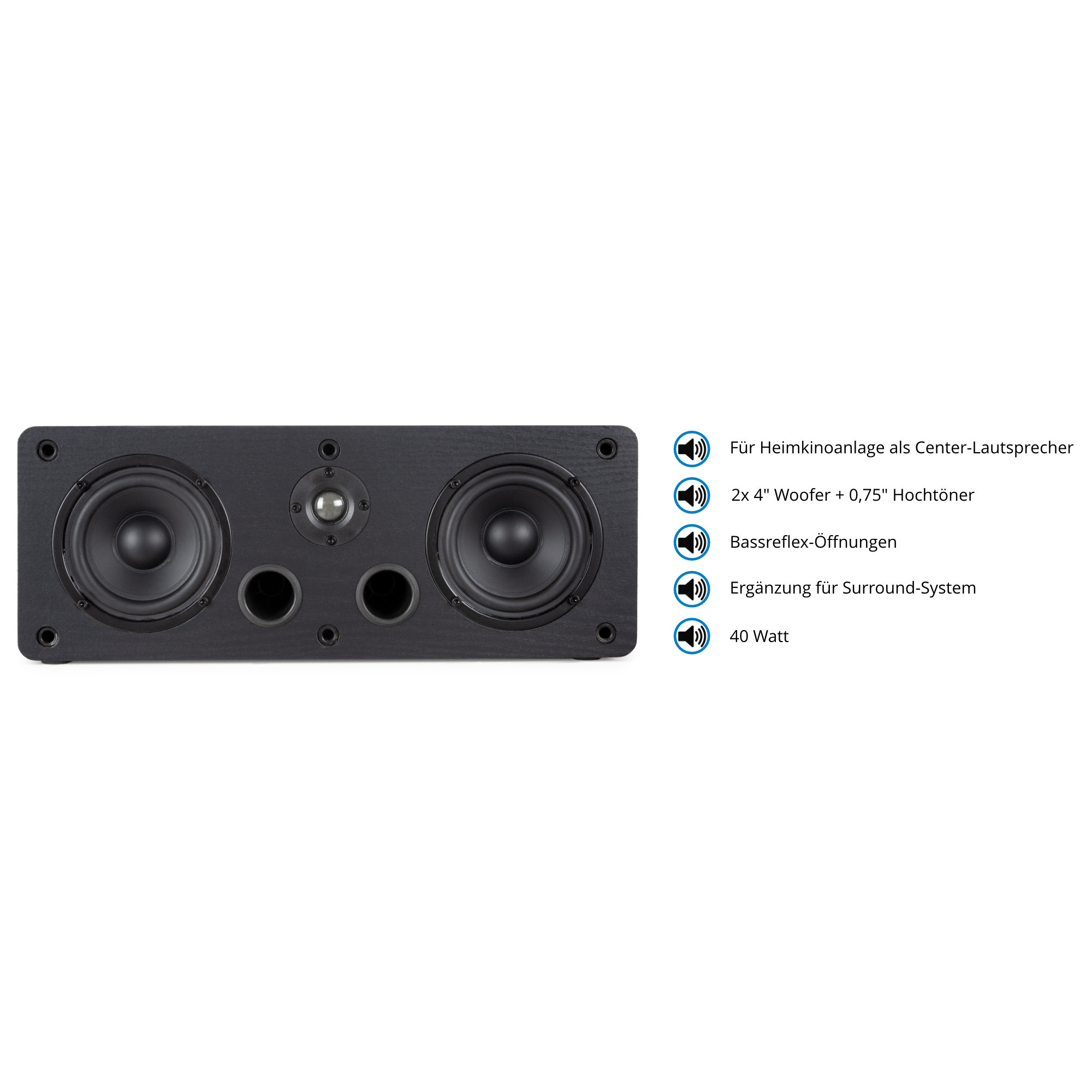 McGrey CS-440 BK 2x Altoparlanti HiFi Da 4" Per Scaffale/center Nero 40W RMS – Suono Potente Per Stereo E Home Theater