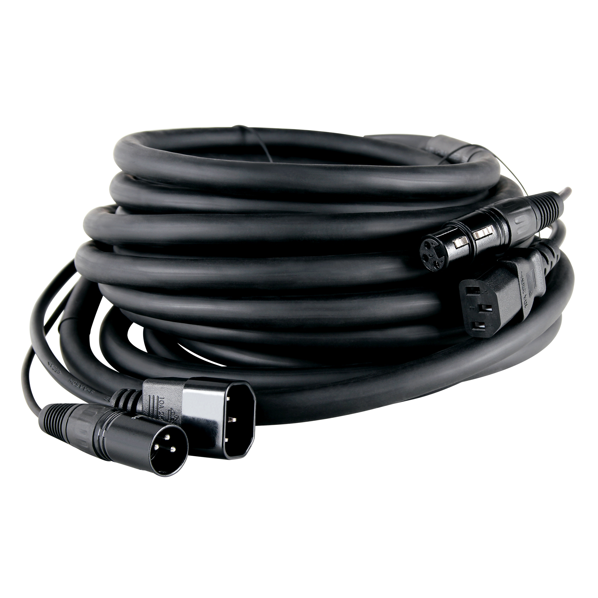 Câble Hybride DMX Pronomic IECD-1 - 1 Mètre - Combine Alimentation électrique (IEC C13/C14) Et Signal DMX (XLR 3 Broches)