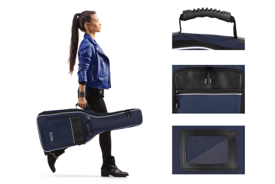 Rocktile Klassik-Gitarrentasche - gepolstert mit Rucksackgarnitur Blau image 2
