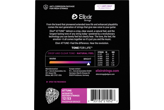 Elixir Attune Phosphor Bronze Acoustic Guitar Strings Light 12-53 image 2