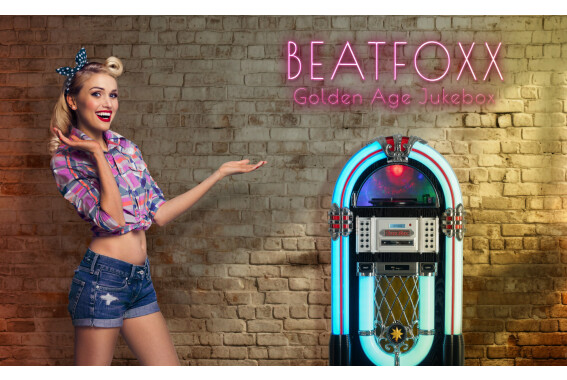 Beatfoxx GoldenAge 40s 50s Jukebox Vintage Tocadiscos CD USB MP3 Radio Y Bluetooth Set Base