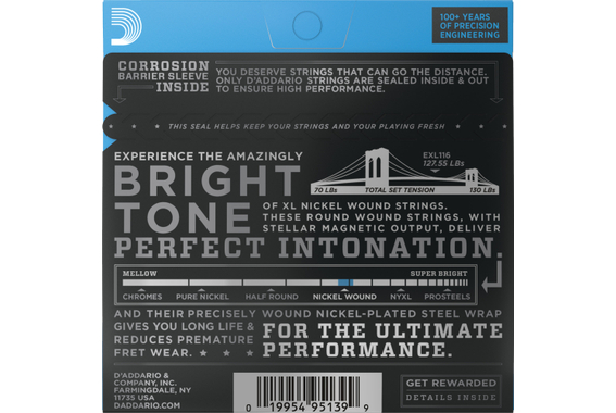 D'Addario EXL116 Medium Top/Heavy Bottom 3x Set image 2