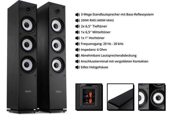 Bennett & Ross Ultrasphere HiFi Standlautsprecher Paar schwarz 2 x 100W RMS image 2