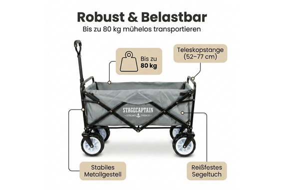 Stagecaptain Bollycart-907 GY Bollerwagen ohne Dach Grau  - Retoure (Zustand: gut) image 2
