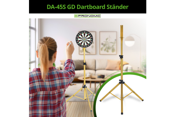 Pronomic DA-45S GD Dartboard Standaard Goud Set incl. Draagtasje image 2