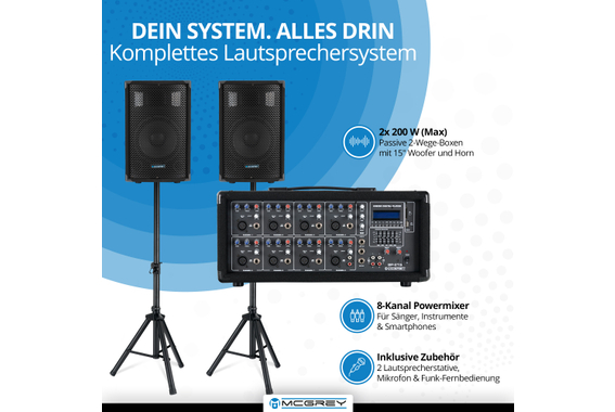 McGrey BP-215 Bandpack PA-Anlage 150 Watt  - Retoure (Zustand: gut) image 2