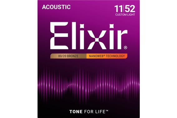 Elixir 11027 Acoustique 80/20 Nanoweb Custom Light 3-Pack image 2