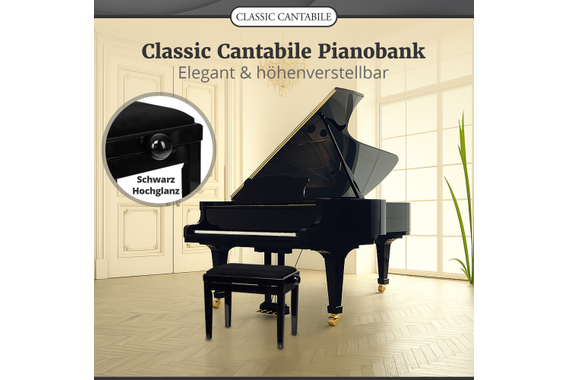 Classic Cantabile Pianobank Schwarz Hochglanz  - Retoure (Zustand: gut) image 2