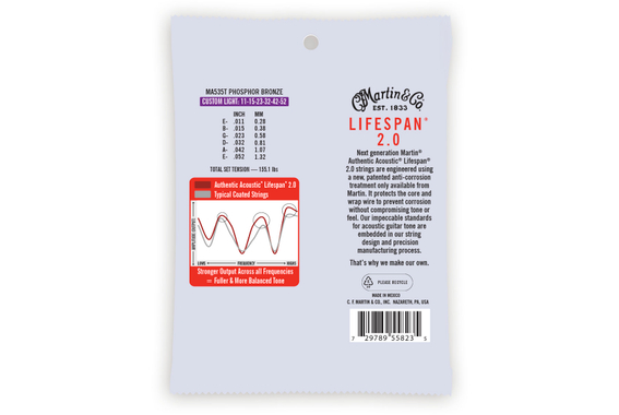 Martin Guitar MA535T Authentic Acoustic Lifespan 2.0 Phosphor Bronze Custom Light image 2