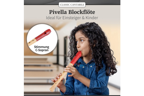 Classic Cantabile Pivella Flûte à Bec Allemande Rouge Set incl. Méthode "Aller Anfang ist leicht" image 2