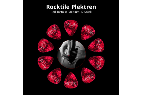Rocktile Plectrums Red Tortoise Medium 12 Stuks image 2