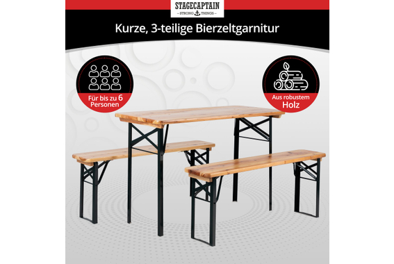 Stagecaptain Hirschgarten Bierzeltgarnitur für Balkon 117 cm natur  - Retoure (Zustand: gut) image 2
