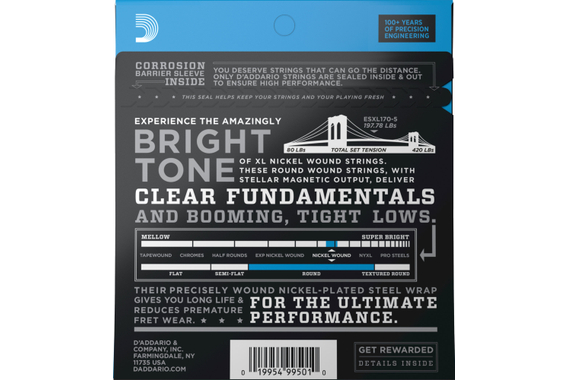 D'Addario EXL170-5 Regular Light 3x Set image 2