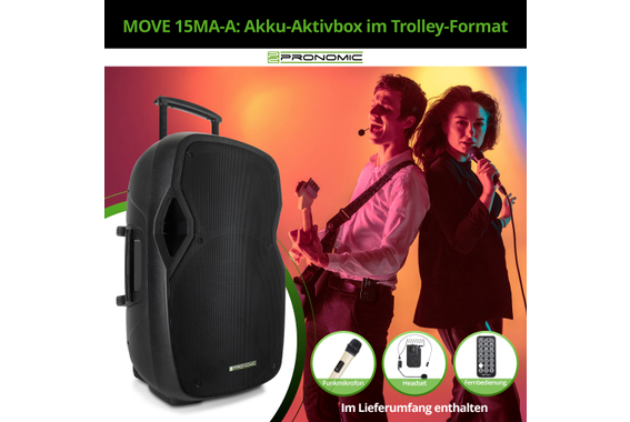 Pronomic MOVE 15MA-A Accu Actieve Speaker Stereo Set image 2