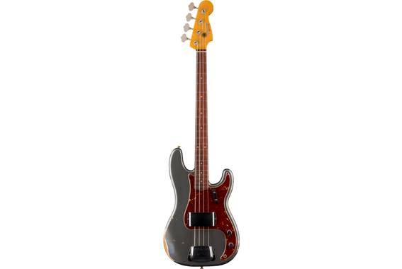 Fender 1960 Precision Bass Relic Super Faded Aged Charcoal Frost Metallic image 2