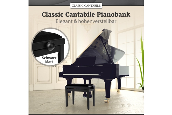 Classic Cantabile Pianobank Schwarz Matt  - Retoure (Verpackungsschaden) image 2