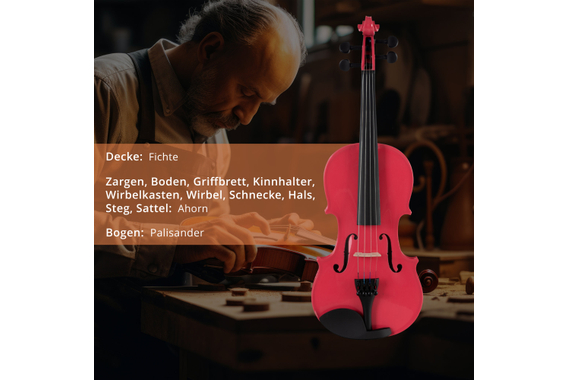 Classic Cantabile VP-100PK 1/2 Violinenset Pink image 2