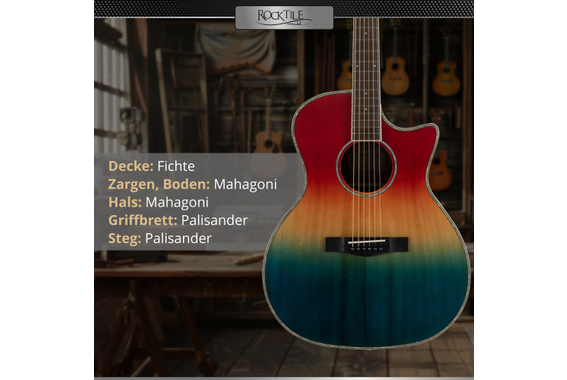 Rocktile WSC-150C-RBW Westerngitaar Rainbow image 2