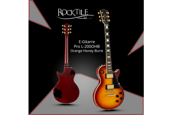 Rocktile Pro L-200OHB Guitare Électrique Orange Honey Burst AK20GR Set image 2