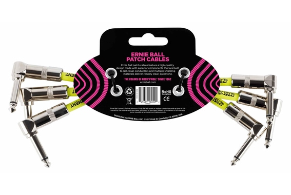 Ernie Ball 6050 Câble Patch 15,24 cm, Pack de 3, Noir image 2
