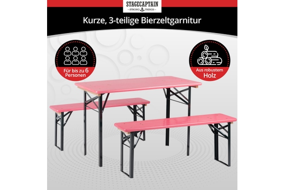 Stagecaptain Hirschgarten Set Tavolo Da Birreria Per Balcone 117 cm Rosa 2x Set image 2