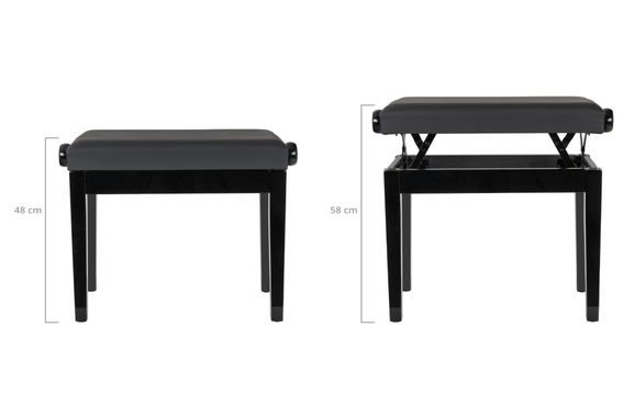 Classic Cantabile Panchina Da Pianoforte Modello P Nero Lucido image 2