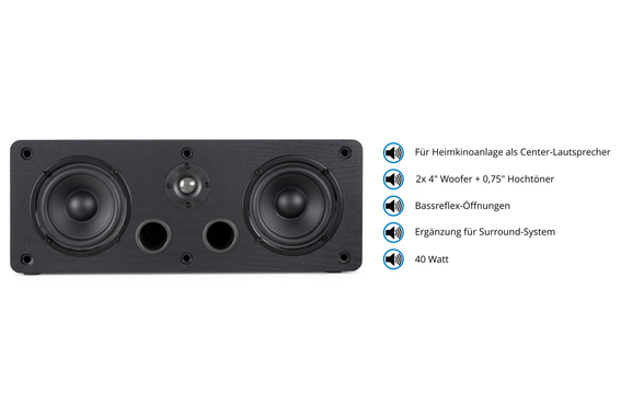 McGrey CS-440 BK 2x 4" HiFi Regal-/Center-Lautsprecher schwarz 40W RMS  - Retoure (Zustand: sehr gut) image 2