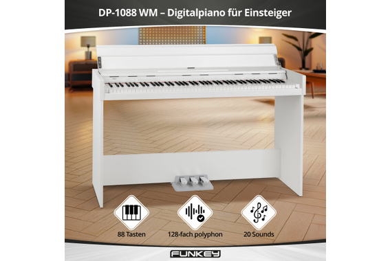 FunKey DP-1088 WM Digitalpiano Weiß matt  - Retoure (Zustand: sehr gut) image 2