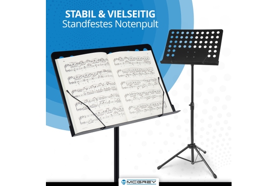 McGrey 11940 Pupitre d'Orchestre en Tôle Perforée avec Pinces à Partitions 3x Set image 2