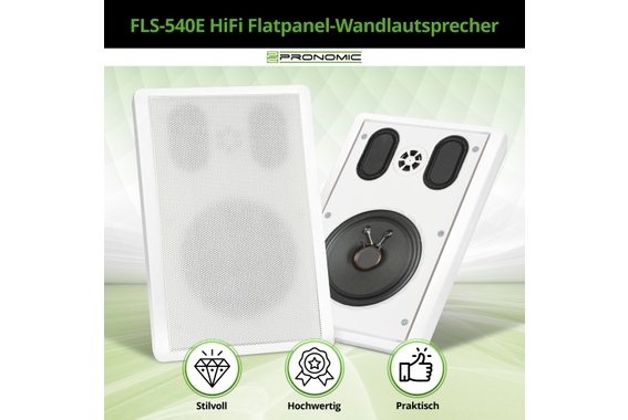 Pronomic FLS-540E WH Paar Flatpanel Wandlautsprecher Box weiß  - Retoure (Zustand: wie neu) image 2
