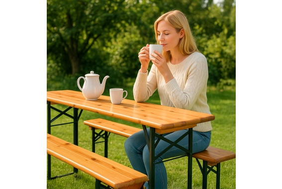 Stagecaptain BBB-180 Hirschgarten Bierzeltbank 177 cm Natur 2x Set image 2