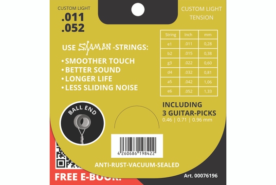 Shaman Acoustic Cordes pour Guitare Western incl. 2 Cordes de Rechange et 3 Médiators Set de 10x image 2