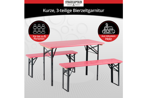 Stagecaptain Hirschgarten Bierzeltgarnitur für Balkon 117 cm Pink  - Retoure (Zustand: gut) image 2
