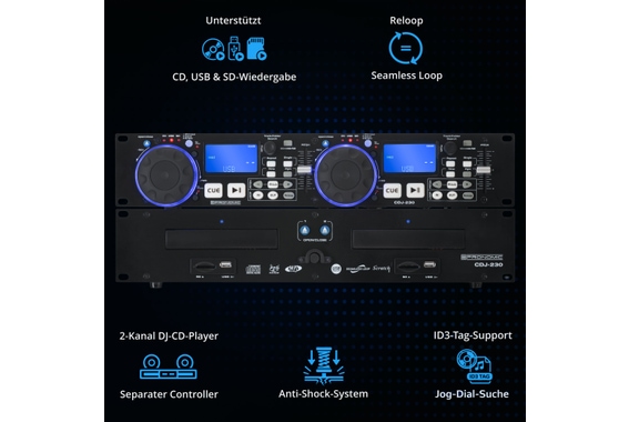 Pronomic CDJ-230 Doppel DJ CD Player mit USB & SD  - Retoure (Zustand: sehr gut) image 2