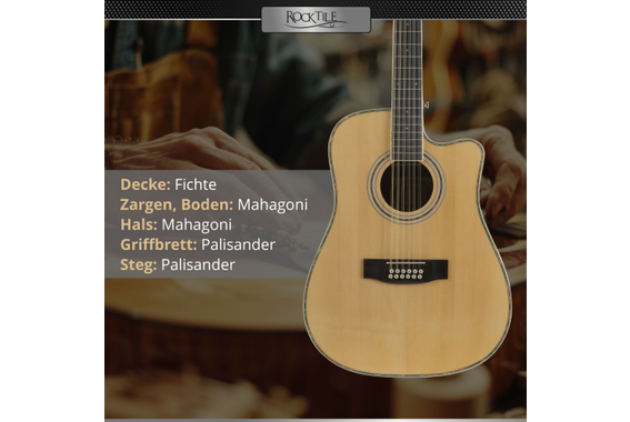 Rocktile WSD12-50C-NT Guitare Folk Naturel image 2