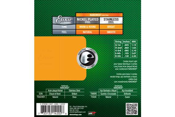 Elixir 14202 Nickel Plated Steel 5-String Light image 2