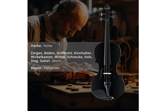 Classic Cantabile VP-100BK 4/4 Violinenset Schwarz  - Retoure (Zustand: akzeptabel) image 2