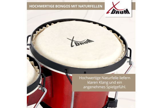 XDrum Bongos Club Rosso Vino SET incl. Borsa per Bongo image 2