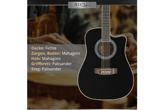 Rocktile WSD12-50C-BK Guitare Western Noire image 2