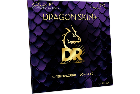 DR Strings Dragon Skin+ Acoustic 80/20 Bronze DA8-11 Custom Light 11-50 image 2