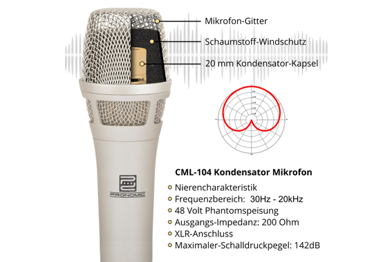 Pronomic CML-104 Kondensator Vokalmikrofon  - Retoure (Zustand: sehr gut) image 2