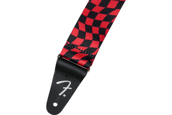 Fender Wavy Checkerboard Polyester Strap 2" Rood image 2
