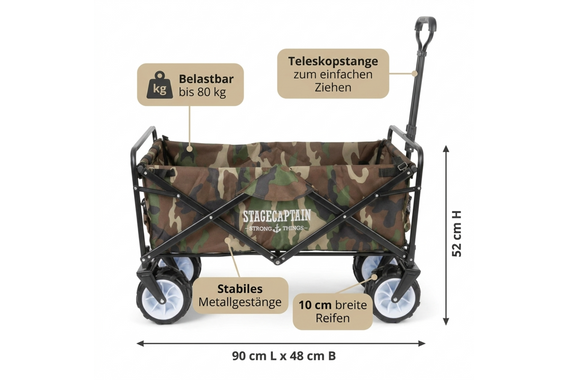 Stagecaptain BW-907 CA Bollycart Carrello Pieghevole Senza Tetto Camouflage image 2