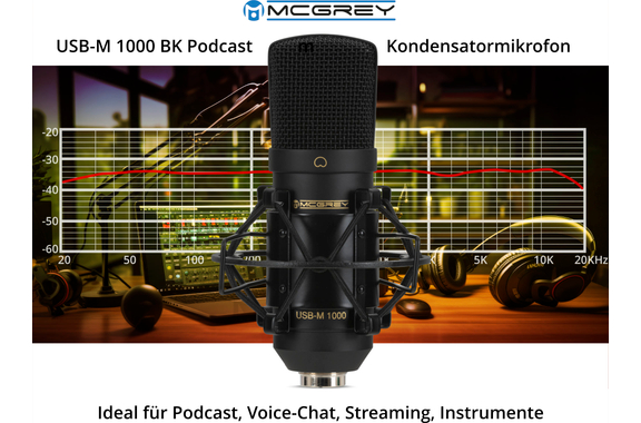 McGrey USB-M 1000 BK Microphone à condensateur pour podcast image 2